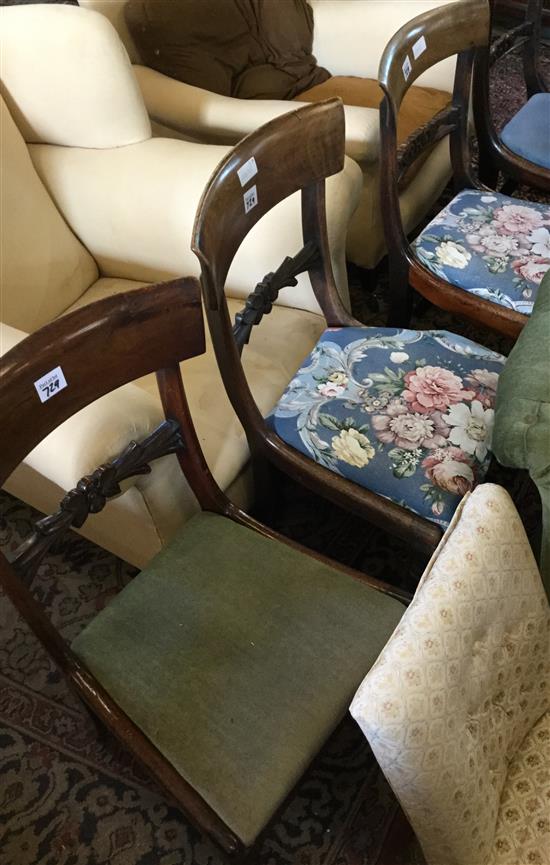 Pair of rosewood dining chairs and another similar pair